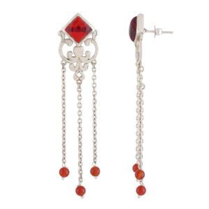 92.5 sterling silver filigree danglers with red stones