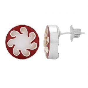 92.5 Sterling Silver Red Tidal Wave Earrings