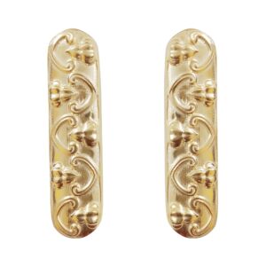 gold plated 925 silver floral linear ear studs