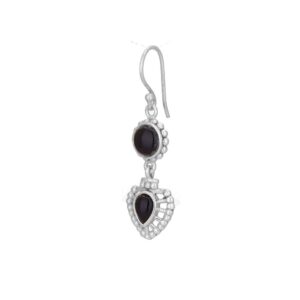 92.5 sterling silver delicate black drop earrings