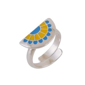 92.5 sterling silver sunrise ring with multicolour enamel