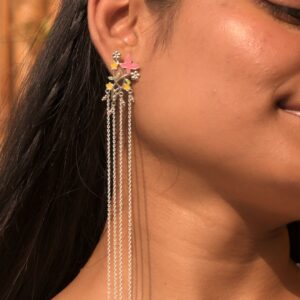 Pink Butterfly 92.5 sterling silver shoulder grazer earrings
