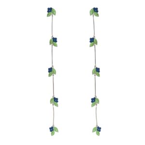 92.5 sterling silver leafy floral shoulder grazer earrings with blue and green enamel
