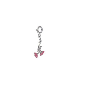 92.5 sterling silver flower charm with pink enamel