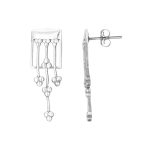 925 Silver Rectangular Floral Earrings - Image 10