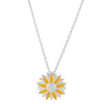 92.5 sterling silver sunflower pendant with yellow enamel