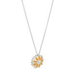 92.5 sterling silver sunflower pendant with yellow enamel