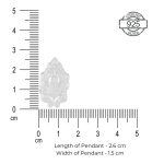 Dimensions of 92.5 sterling silver Ganesha Pendant with engraved design