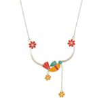 Bird 92.5 sterling silver necklace with multicolour enamel