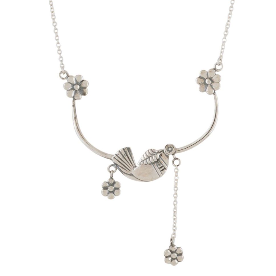 Elegant 925 Silver Bird Necklace with Oxidized Finish