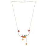 Bird 92.5 sterling silver necklace with multicolour enamel