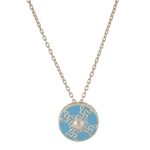 Swastik 92.5 sterling silver pendant with blue enamel