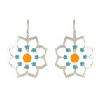 92.5 sterling silver flower earrings inspired by rangoli designs