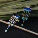 925 Silver Rectangular Floral Earrings - Image 16