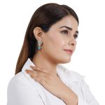 92.5 sterling silver turquoise blue floral drop earrings