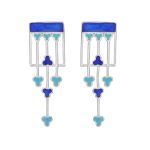 925 Silver Rectangular Floral Earrings - Image 13