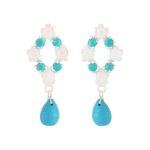 92.5 sterling silver turquoise blue floral drop earrings