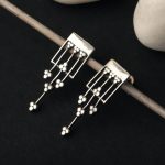 925 Silver Rectangular Floral Earrings