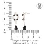 Black 92.5 sterling silver floral rhombus earrings