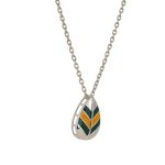 92.5 sterling silver leaf ear pendant with yellow and green enamel