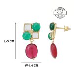 Dimensions of red green 925 silver gold plated earrings