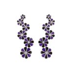 92.5 sterling silver zig zag flower earrings with purple enamel