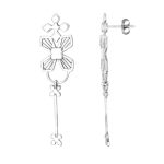92.5 Sterling Silver Floral Dangler Earrings with oxidized finish