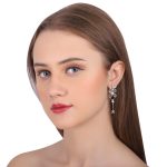 92.5 Sterling Silver Floral Dangler Earrings with oxidized finish