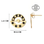 Dimensions of round floral 92.5 sterling silver earrings with gold plating inspired by tribal motifs