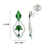 Dimensions of Mughal inspired 92.5 sterling silver earrings with enamel