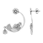 92.5 Sterling Silver Birds in the forest earrings with an oxidized finish