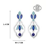 Dimensions of Mughal inspired 92.5 sterling silver earrings with enamel