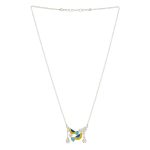Chirp Charm 925 silver necklace earrings set with blue yellow enamel