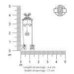 dimensions of 92.5 sterling silver floral dangle earrings with oxidized finish