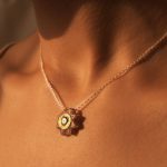92.5 sterling silver flower pendant with enamel