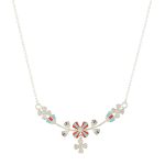 Turquoise Orange Petal Delight 925 Silver Necklace Earrings Set