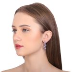 92.5 sterling silver zig zag flower earrings with purple enamel