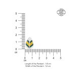 Dimensions of 92.5 sterling silver leaf pendant with green and yellow enamel