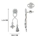 Dimensions of dainty 92.5 sterling silver egyptian flower earrings with oxidized finish