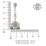 dimensions of 92.5 sterling silver leafy dangle jhumkis