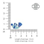 Dimensions of 92.5 sterling silver bird ear studs with blue enamel