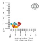 Dimensions of 92.5 sterling silver bird ear studs with multicolour enamel