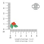 Dimensions of tiny flower leaf 92.5 sterling silver ear studs