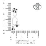 Dimensions of dainty 92.5 sterling silver egyptian flower earrings with turquoise blue and orange enamel