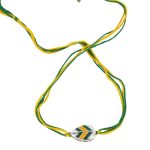 Leaf 92.5 sterling silver rakhi with green and yellow enamel