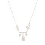 Floral Filigree Drop 925 Silver Necklace
