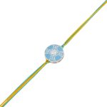 Swastik 92.5 sterling silver rakhi with blue enamel