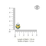 Dimensions of 92.5 sterling silver leaf rakhi with green and yellow enamel