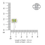 Dimensions of Damru 92.5 sterling silver rakhi with green and yellow enamel