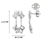 dimensions of geometrical half flower 92.5 sterling silver earrings with oxidized finish